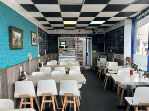 Jackie's Cafe in Keighley, inside seating or takeaway food.